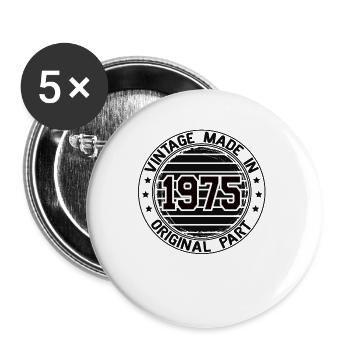 Vintage Made In 1975 Original Part Birthday 1975 - Buttons large 2.2''/56 mm (5-pack) - white - Front