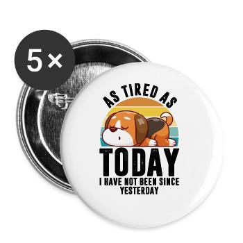 Müde Lustige Sprüche Lazy Corgi Pet Animal Dog - Buttons groß 56 mm (5er Pack) - Weiß - Vorne