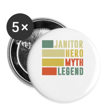 Caretaker Hero Myth Legend Cleaning - Buttons large 2.2''/56 mm (5-pack) - white - Front