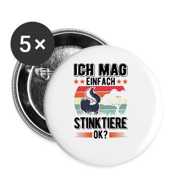 Ich mag einfach Stinktiere - Buttons groß 56 mm (5er Pack) - Weiß - Vorne