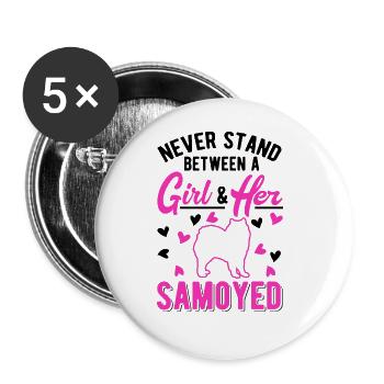 Samoyed Girl Sled Dog - Buttons large 2.2''/56 mm (5-pack) - white - Front