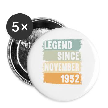 Born November 1952 70 years 70s 70th birthday - Buttons large 2.2''/56 mm (5-pack) - white - Front