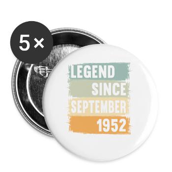Born September 1952 70 years 70s 70th birthday - Buttons large 2.2''/56 mm (5-pack) - white - Front