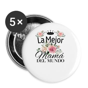 Die Beste Mutter Der Welt Spanisches Zitat Mutter - Buttons groß 56 mm (5er Pack) - Weiß - Vorne