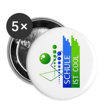 Schule ist cool - Buttons groß 56 mm (5er Pack) - Weiß - Vorne