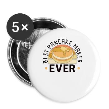 Pancake Maker Pancake Lover Drôle de gaufre - Lot de 5 grands badges (56 mm) - blanc - Devant