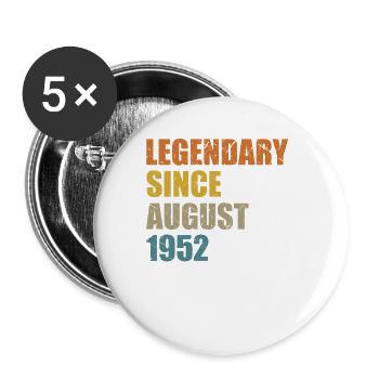 Born August 1952 70 years 70s 70th birthday - Buttons large 2.2''/56 mm (5-pack) - white - Front