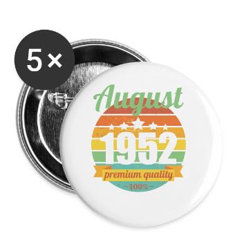 Born August 1952 70 years 70s 70th birthday - Buttons large 2.2''/56 mm (5-pack) - white - Front