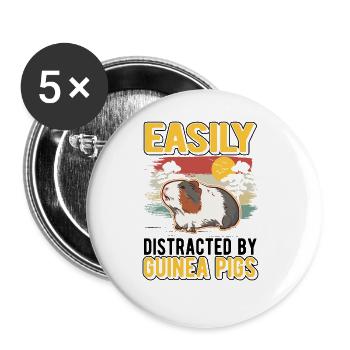 Facilement distrait par les cochons d’Inde Meerschweinchen - Lot de 5 grands badges (56 mm) - blanc - Devant