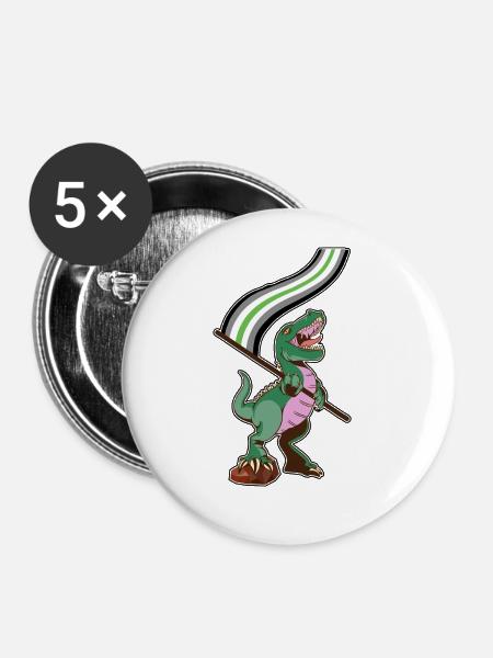 LGBTQ-Flagge - Dinosaurier-Agender - Buttons groß 56 mm (5er Pack) - Weiß