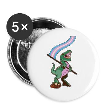LGBTQ Flag - Dinosaur Transgender - Buttons large 2.2''/56 mm (5-pack) - white - Front