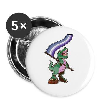 LGBTQ-Flagge - Dinosaurier-Butch-Lesbe - Buttons groß 56 mm (5er Pack) - Weiß - Vorne