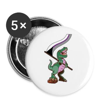 LGBTQ-Flagge - Dinosaurier Demisexuell - Buttons groß 56 mm (5er Pack) - Weiß - Vorne