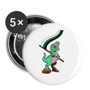 LGBTQ-Flagge - Dinosaurier Neutrois - Buttons groß 56 mm (5er Pack) - Weiß - Vorne