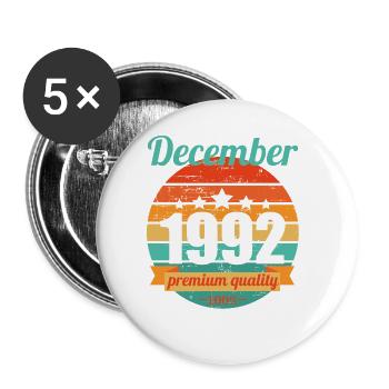 Born December 1992 30 years 30s 30th birthday - Buttons large 2.2''/56 mm (5-pack) - white - Front