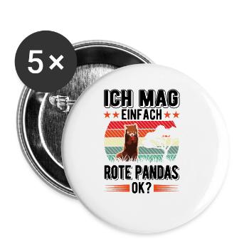 Ich mag einfach Rote Pandas - Buttons groß 56 mm (5er Pack) - Weiß - Vorne
