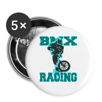Vintage BMX Racing T-Shirt Present Gift - Buttons large 2.2''/56 mm (5-pack) - white - Front
