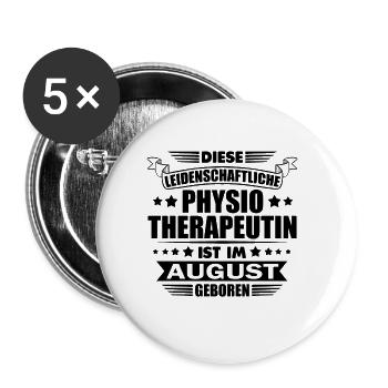 Physiotherapeutin August Geburtstag Geschenkideen - Buttons groß 56 mm (5er Pack) - Weiß - Vorne