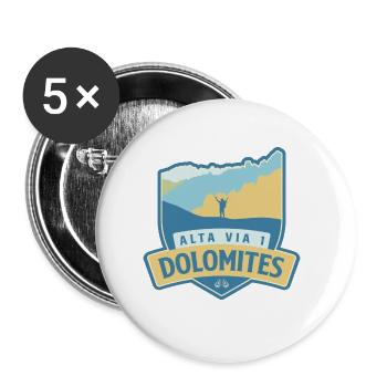 Höhenweg 1 - Alta Via 1 Dolomiten - Buttons groß 56 mm (5er Pack) - Weiß - Vorne
