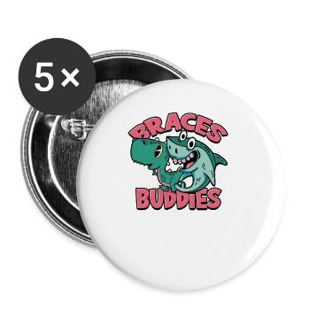 Dentist Orthodontist Dental Braces Buddies - - Buttons large 2.2''/56 mm (5-pack) - white - Front