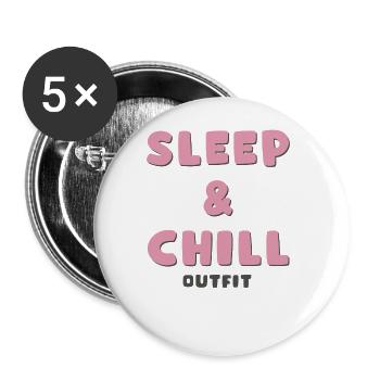 Schlaf und Chill Outfit - Buttons groß 56 mm (5er Pack) - Weiß - Vorne