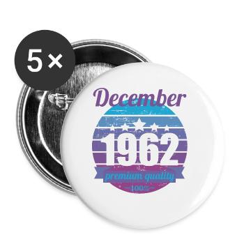 Born December 1962 60 years 60s 60th birthday - Buttons large 2.2''/56 mm (5-pack) - white - Front