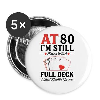 Spielkarten Spielen - 80. Geburtstag - Buttons groß 56 mm (5er Pack) - Weiß - Vorne