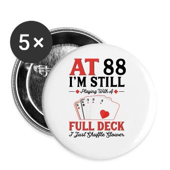 Jeux de cartes de jeu – 88e anniversaire - Lot de 5 grands badges (56 mm) - blanc - Devant