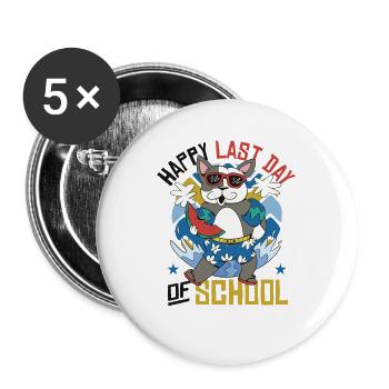 Alles Gute zum letzten Schultag - Buttons groß 56 mm (5er Pack) - Weiß - Vorne