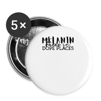 Melanin Gesichter an Orten - Black Afro - Buttons groß 56 mm (5er Pack) - Weiß - Vorne