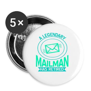 A Legendary Mailman Has Retired T-Shirt Present - Buttons large 2.2''/56 mm (5-pack) - white - Front