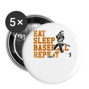 Baseball Fan Vintage Batter Eat - Buttons groß 56 mm (5er Pack) - Weiß - Vorne