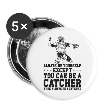 Baseball Fan Catcher Vintage - Buttons groß 56 mm (5er Pack) - Weiß - Vorne