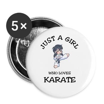 Just A Girl Who Loves Karate - Buttons large 2.2''/56 mm (5-pack) - white - Front