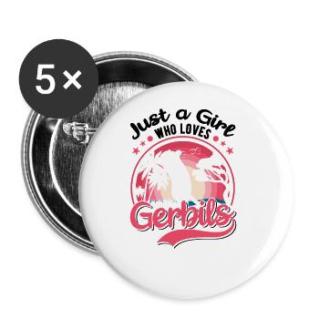 Juste une fille qui aime Gerbils Mädchen Rennmaus - Lot de 5 grands badges (56 mm) - blanc - Devant
