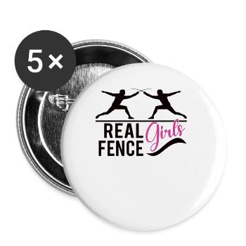 Female Fencing Girl Fencer Fence - Buttons large 2.2''/56 mm (5-pack) - white - Front