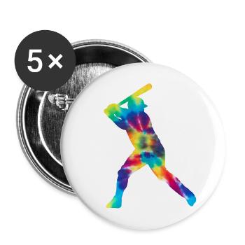 Baseball Fan Tie Dye Batter - Buttons groß 56 mm (5er Pack) - Weiß - Vorne
