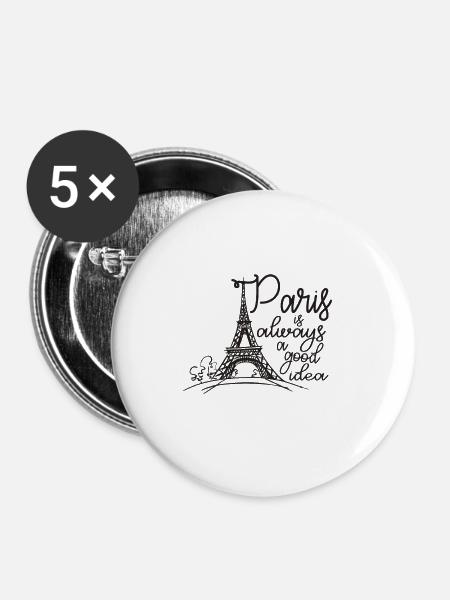 Paris - Buttons groß 56 mm (5er Pack) - Weiß