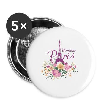 Paris - Buttons groß 56 mm (5er Pack) - Weiß - Vorne