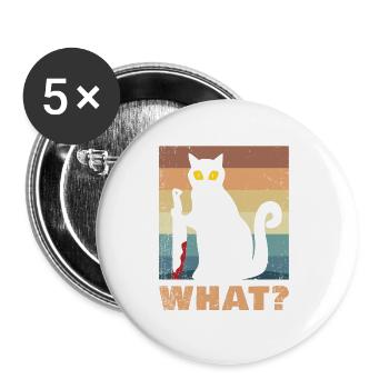 Drôle quoi??? Chat pour les amoureux des chats - Lot de 5 grands badges (56 mm) - blanc - Devant