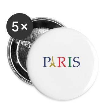 Paris - Buttons groß 56 mm (5er Pack) - Weiß - Vorne