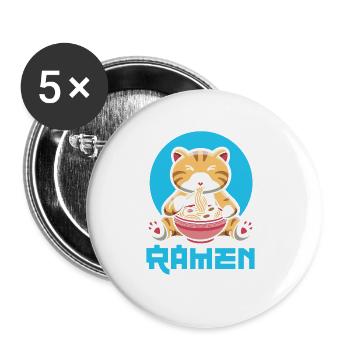 Funny Cat Ramen For Everyone - Buttons large 2.2''/56 mm (5-pack) - white - Front