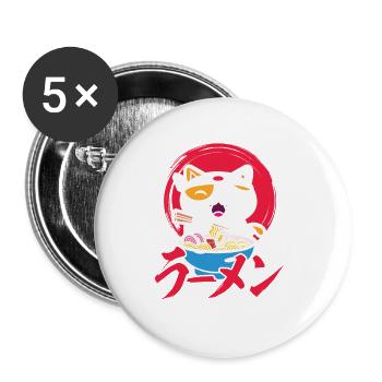 Funny Cat Ramen For Everyone - Buttons large 2.2''/56 mm (5-pack) - white - Front
