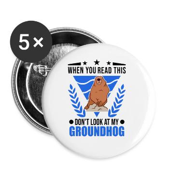 Marmot Gift Groundhog Day Woodchuck - Buttons large 2.2''/56 mm (5-pack) - white - Front