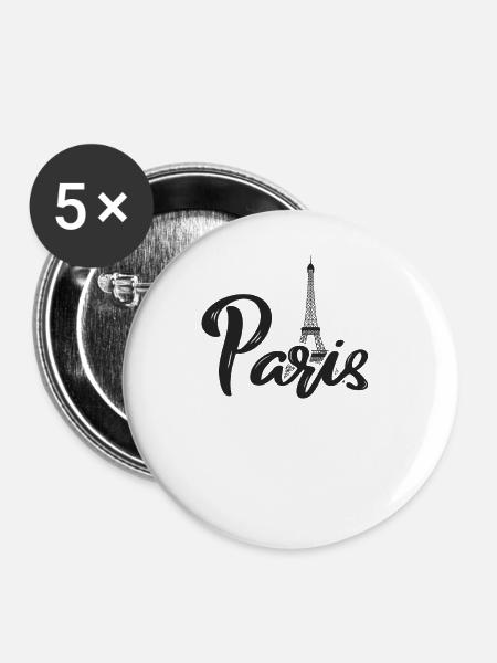 Paris - Buttons groß 56 mm (5er Pack) - Weiß