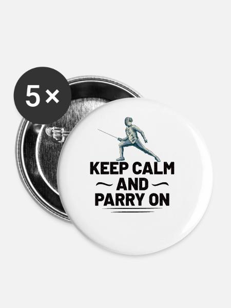 Fencing Fencer Fence - Buttons groß 56 mm (5er Pack) - Weiß