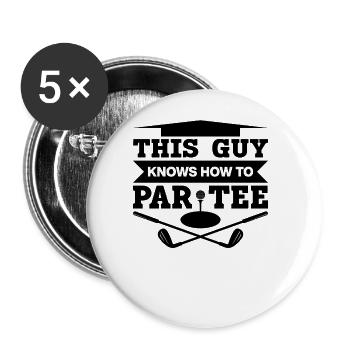 Dieser Typ Weiß, Wie Man T -Shirt - Golf - Buttons groß 56 mm (5er Pack) - Weiß - Vorne