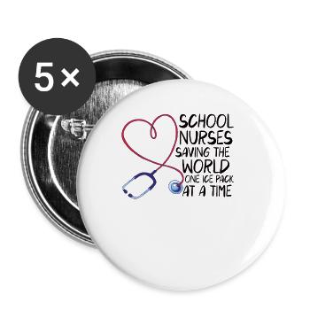 School Nurse Nursing Clinic Medical Stuff - Buttons large 2.2''/56 mm (5-pack) - white - Front
