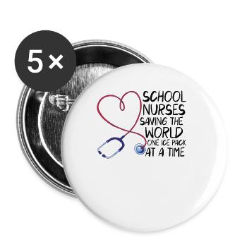 School Nurse Nursing Clinic Medical Stuff - Buttons large 2.2''/56 mm (5-pack) - white - Front