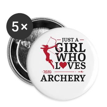 Archery Bow Archer Girl Vintage - Buttons large 2.2''/56 mm (5-pack) - white - Front